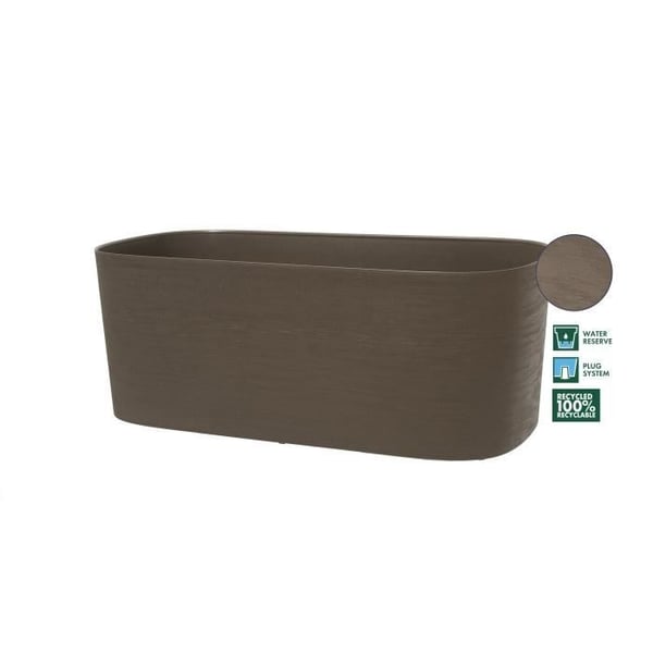 Plantekasse med vandreserve - GARDEN ID Respect - Taupe 50 x 17 cm - 100% husholdningsaffald - 100% genanvendelig - Struktureret overflade.