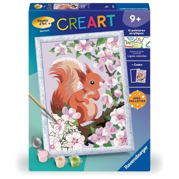 CreArt Kids 18x24cm Orava keväällä, Maalaa numeroiden mukaan -setti, 9+ vuotta, 25837, Ravensburger