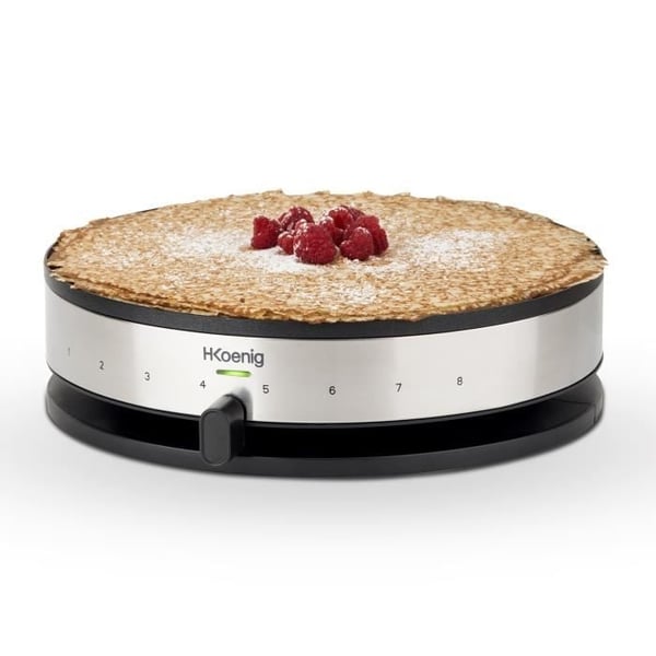 HKoeNIG Crepe Maker - KREP29 - 33 cm kogeplade - Non-stick belægning - Temperatur op til 230°C - 1300W - Panel i rustfrit stål