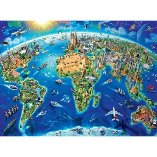 300 sider XXL Puslespil - Verdensmonumentskort - Ravensburger - For børn fra 9 år - Lavet i Europa