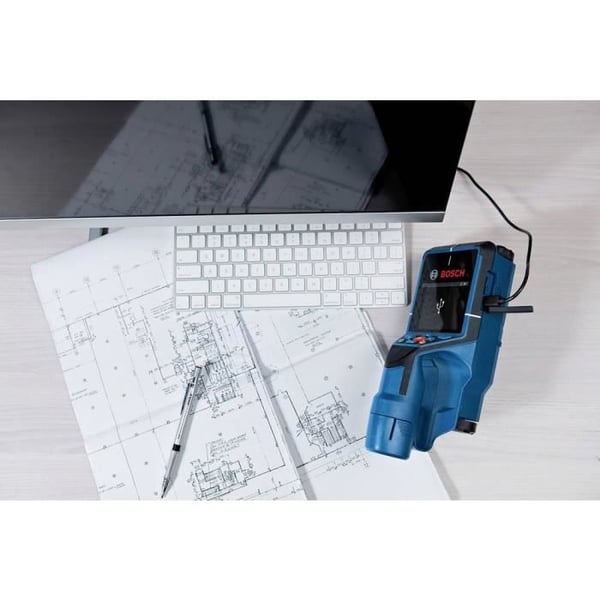 Bosch Professional D-Tect 200 C vægdetektor med 1 x 12V 2,0Ah batteri, oplader, USB-C-kabel, håndledsrem, i L-Boxx - 0601081601