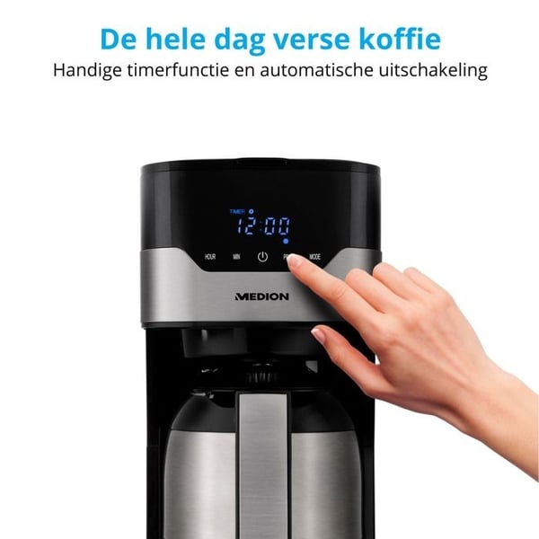 Programmerbar filterkaffemaskine med kande - MEDION - MD 18458 - isoleret - 900W - 1,2 L