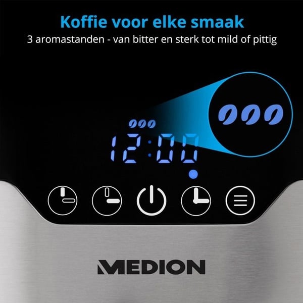 Programmerbar filterkaffemaskine med kande - MEDION - MD 18458 - isoleret - 900W - 1,2 L