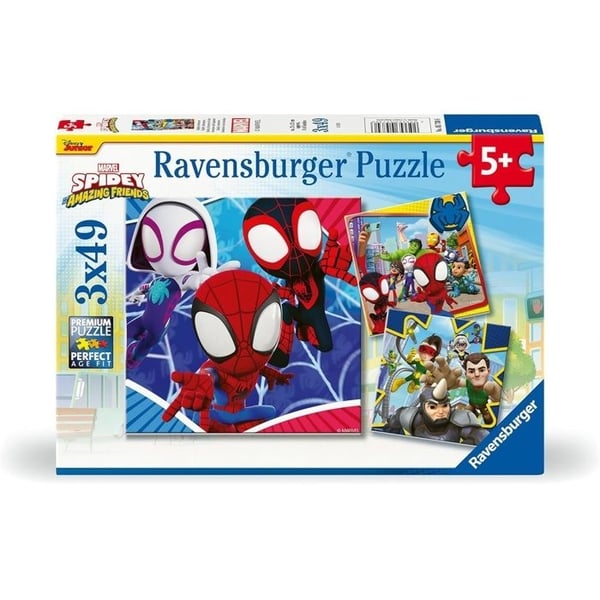 Puslespil 3x49 brikker Spidey, webskytten, Spiderman, Fra 5 år, 00005730, Ravensburger