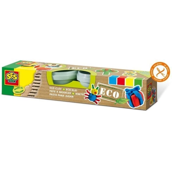 SES CREATIVE 24911 Miljövänlig modelleringslera - 4x90 g - Flerfärgad - Nederländerna