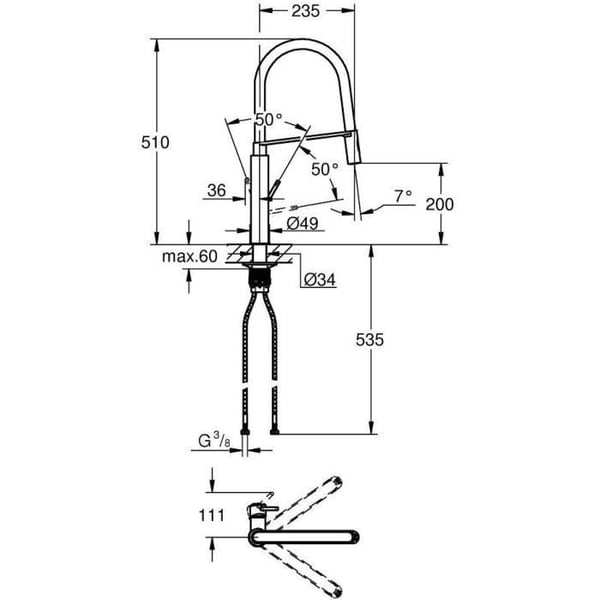 GROHE Concetto 31491000 håndvaskarmatur - Professionel svingtud - 360° rotation - Temperatur- og flowbegrænser -