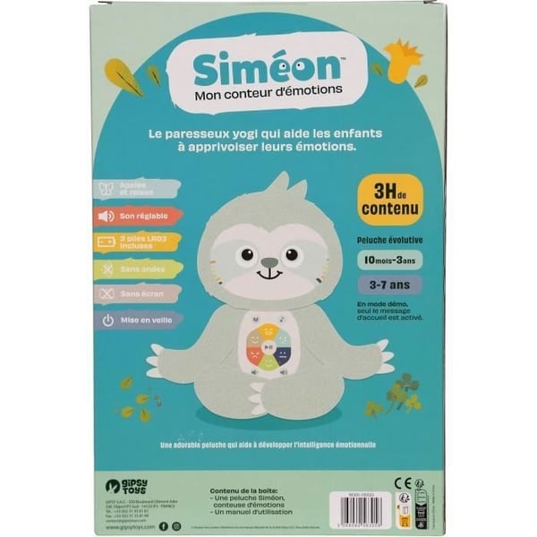 Gipsy Toys - Simeon, Min Følelsesfortæller - Interaktiv musikalsk plyslegetøj og historiefortæller - 28 cm