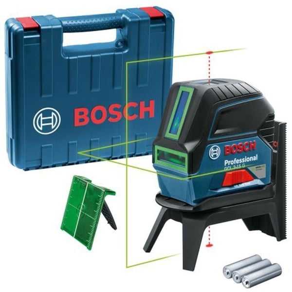 Bosch Professional GCL 2-15 G -linjalaser, kantama 15 m + pyörivä kiinnike RM1 + kiinteä kiinnike BM3 - 0601066J00