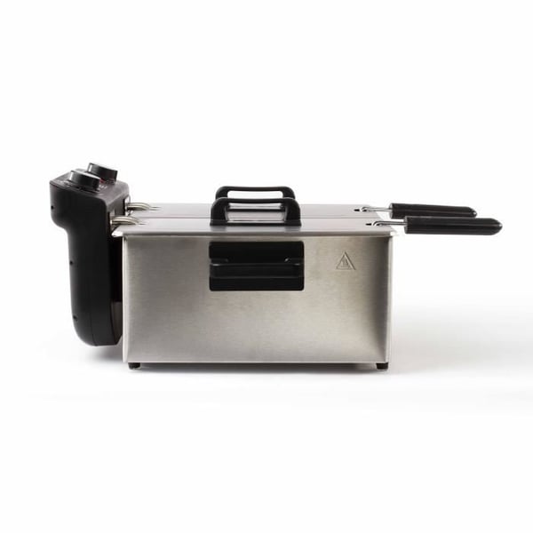 LIVOO DOC217 Dobbelt Frituregryde - 2 x 3 L - Rustfrit stål 3300W - Sort + Grå
