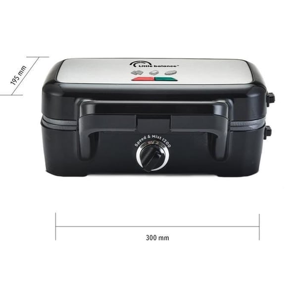 LITTLE BALANCE Vaffeljern - Speed'n Mixt - 2 udskiftelige plader - Åbning 180°C - 1200 W