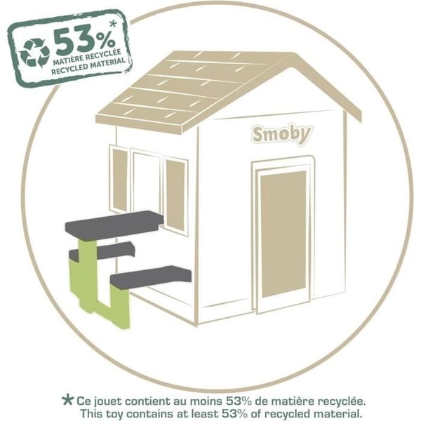Smoby Life - Picnicbord, der kan tilpasses Smoby-huse - 2 bænke