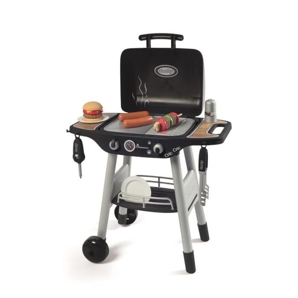 Smoby - BBQ Grill - Børnegrill - 18 tilbehør - Udtrækkelige flammefunktioner og lydknapper - Lavet i Frankrig