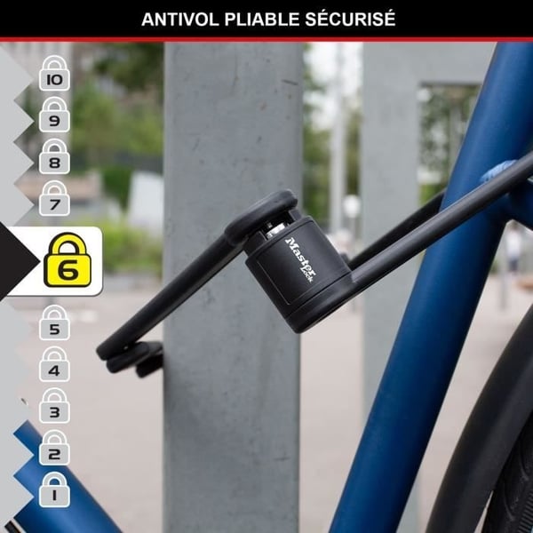 Foldbar cykellås - MASTER LOCK - 8335EURDPRO - Hærdet stål, 4 nøgler, beslag inkluderet