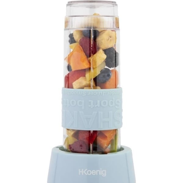 Minitehosekoitin - H.KoeNIG - SMOO16 - 300 W - 570 ml - Pastellinsininen - 2 pulloa mukana - BPA-vapaa