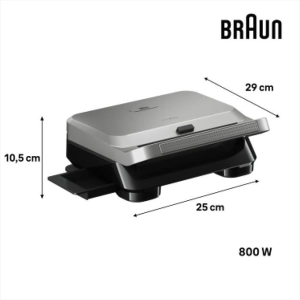 Grill - BRAUN - Sandwichmaskine 5 SM5006 - 800 W - Rustfrit stål / Sort