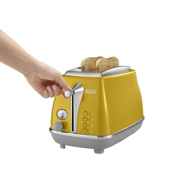 Brødrister - DELONGHI - ICONA CAPITALS - 2 skiver - 900W - Kagevarmer - Gul