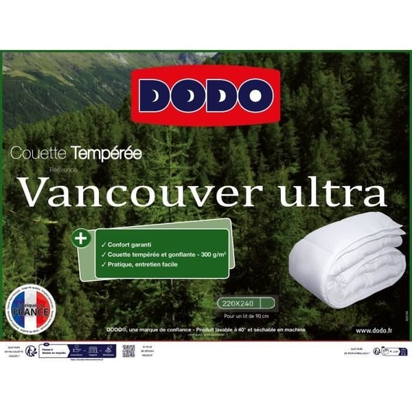 DODO Vancouver -peitto lämpimältä - 220 x 240 cm - valkoinen