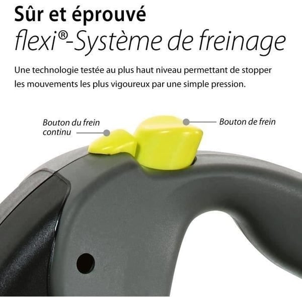 Flexi Neon Giant udtrækkelig snor - FLEXI - GT3-210-S-NEO-12 - Sort og gul - Til hunde op til 50 kg