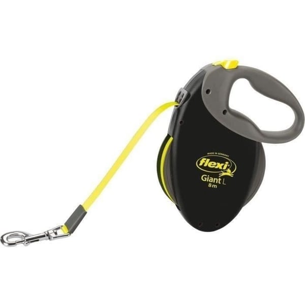 Flexi Neon Giant udtrækkelig snor - FLEXI - GT3-210-S-NEO-12 - Sort og gul - Til hunde op til 50 kg