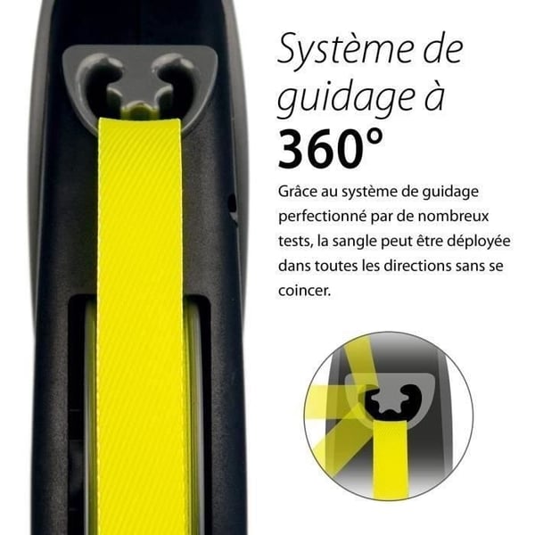 Flexi Neon Giant udtrækkelig snor - FLEXI - GT3-210-S-NEO-12 - Sort og gul - Til hunde op til 50 kg