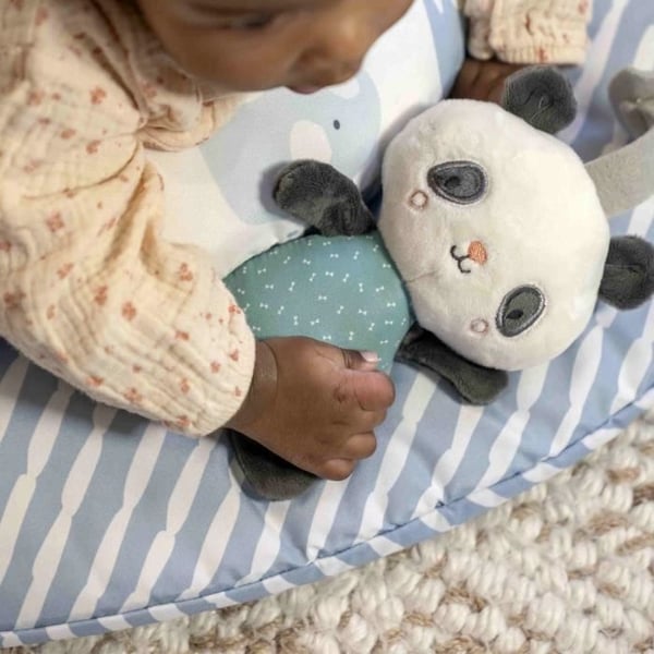INGENUITY Cosy Spot Elefant Foldbar Babylegemåtte, Vendbar Pude, Trælegebue, Spejl og Baby Sensorisk Legetøj