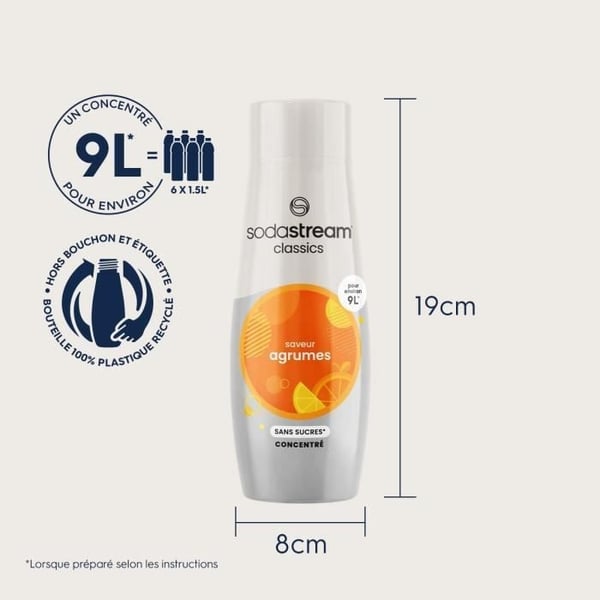 SODASTREAM-tiivisteet - 6 sokerittoman sitrustiivisteen pakkaus - Jopa 54 litraan juomia - 440 ml
