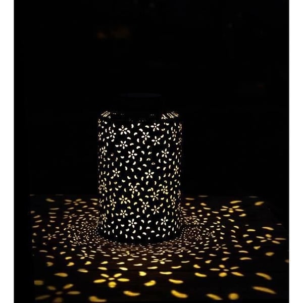 Solcellelanterne - GARDEN ID Dubai - 25 x 41 cm - Batterilevetid 6-8 timer - Afbryder - Robust håndtag - genopladeligt batteri.