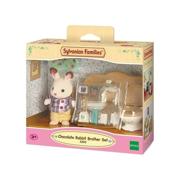 SYLVANIAN FAMILIES - 5015 - Chokoladekaninbror og toilet - Landsby - Blandet - 3 år+