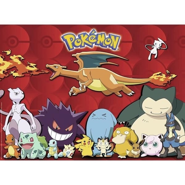 Ravensburger 100-brikkers XXL-puslespil - Favorit-Pokémon - Landskab og natur - Rød - Alder 6