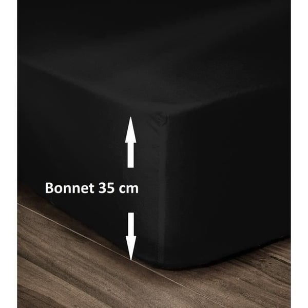 LOVELY HOME 100% bomulds-stræklagen 140x190cm - 35cm lomme - Sort