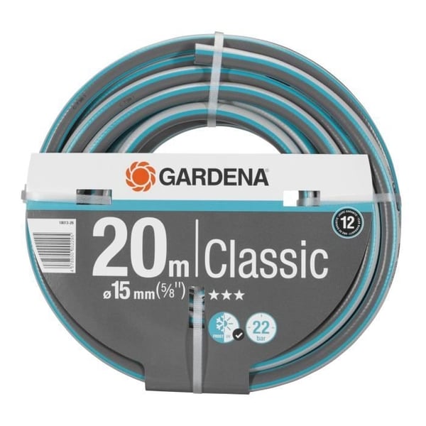 GARDENA Classic haveslange - Længde 20m - Ø15mm - Højtryksmodstand 22 bar - 12 års garanti