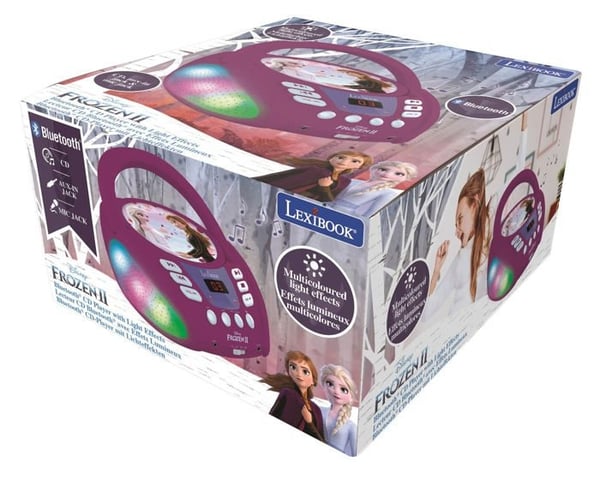Frozen Bluetooth CD-soitin valotehosteilla - LEXIBOOK - Kannettava - Karaoke - Sininen