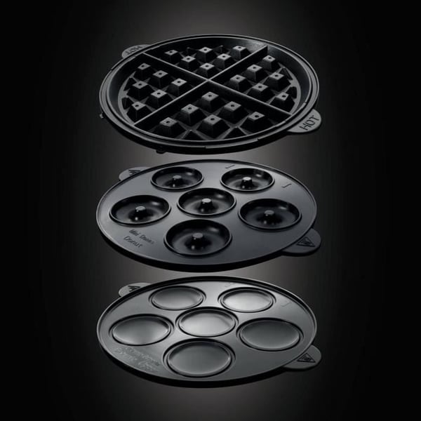 RUSSELL HOBBS 3-i-1 vaffelmaskine - 24620-56 - 3 udskiftelige tallerkener - Donuts og cupcakes - 900W