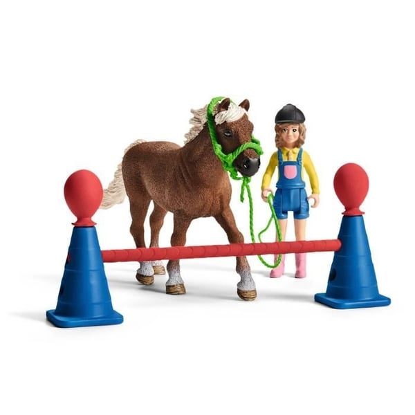 Agilitytræningssæt til ridesport med Schleich hest, træner og tilbehør - 41-delt ridesæt - Gave