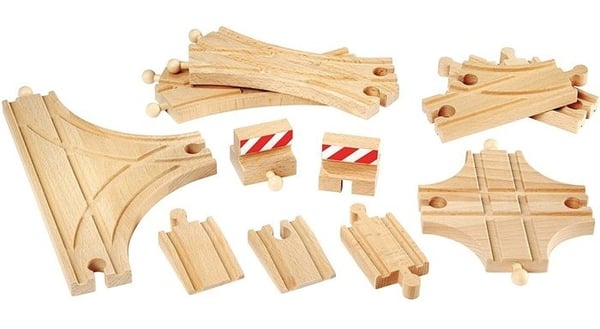 BRIO World - 33307 - Evolution Advance 11 ratasetti - Lisävaruste puiseen junasettiin - Raiteiden lajitelma - 3