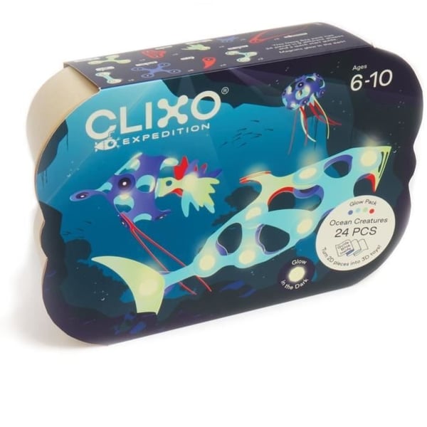 Magnetisk byggelegetøj - GIPSY TOYS - HAVVÆSNER - 24 dele - Lyser i mørke - 9 unikke former