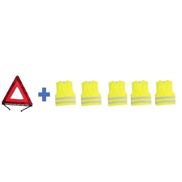 Sikkerhedspakke - HTC EQUIPEMENT - 1 trekant + 5 XL sikkerhedsveste til voksne