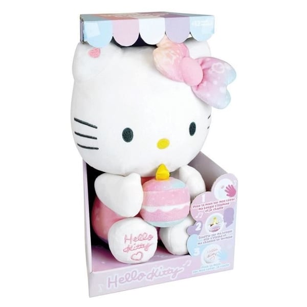 Hello Kitty Interaktiv Plys Fødselsdag +/- 26 cm - JEMINI - Interaktiv musik, stearinlys og latter.