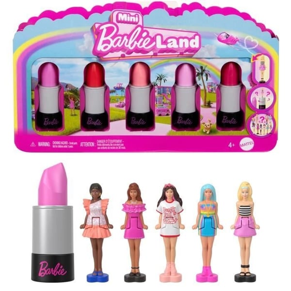 BARBIE Mini BarbieLand Set med 6 läppstift med minidockor - JBD26