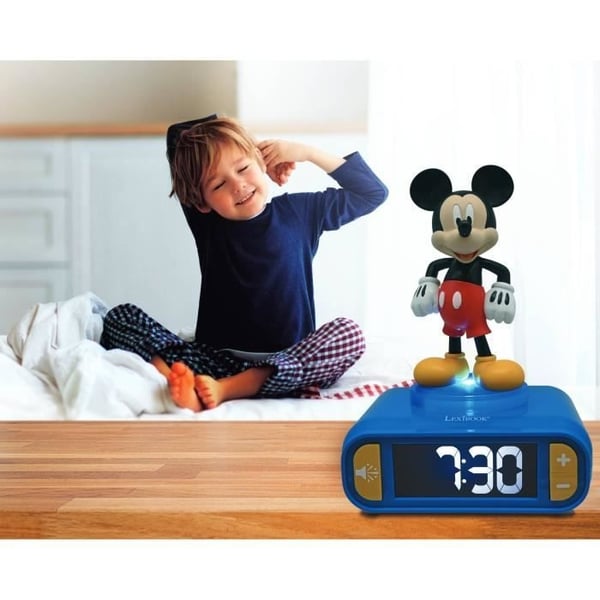 Digital vækkeur med 3D Mickey-natlys og lydeffekter