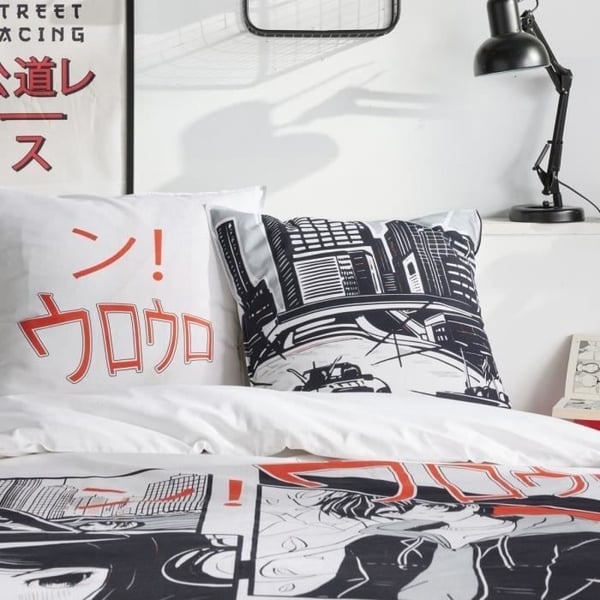 Bäddset - TODAY - JAVA - 2 personer - 240x220 cm - Bomull - Mangatryck - Vit