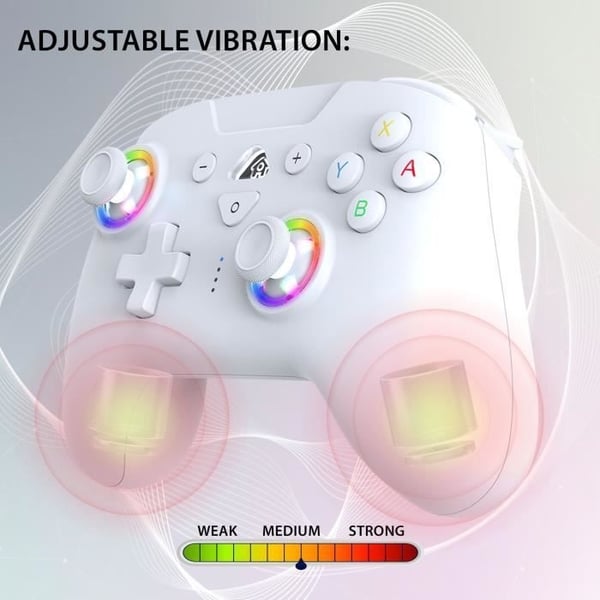 Trådlös kontroll - SUBSONIC - Switch 2 / Switch - Programmerbara lysdioder - Vibrationer - Gyroskop - Vit