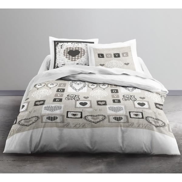 TODAY Sengesæt i bomuld til 2 personer - 240x260 cm - Eden White Print