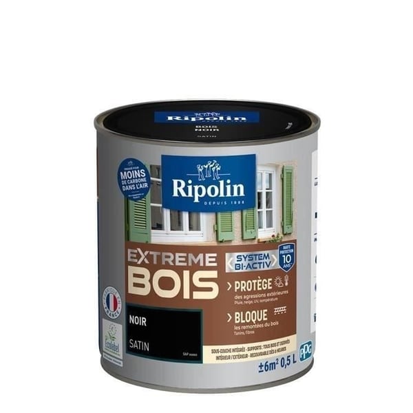 RIPOLIN Satin Wood Paint Högt skydd 10 år som skyddar och förbättrar ditt trä - Svart
