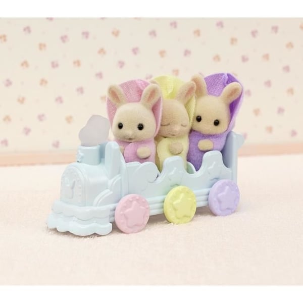 Miniaturefigurer - SYLVANIAN FAMILIES - 5707 - Creme Bunny-trillinger og badetilbehør