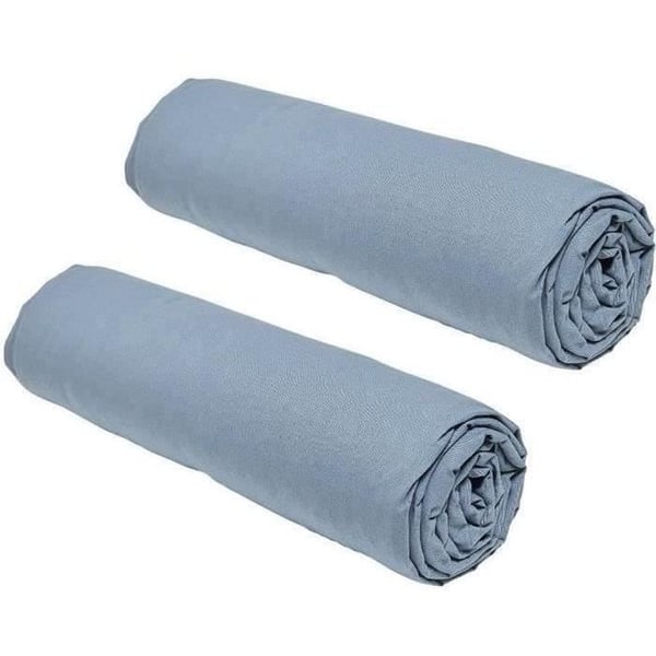 Sæt med 2 TODAY Essential-lakener - 160 x 200 cm - 2 personer - 100% bomuld - Denim