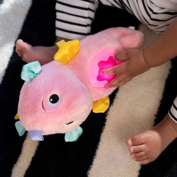 BABY EINSTEIN Baby natlampe, lyserød søhest-dyne, reagerer på babyens gråd, musikalsk, lysende, hvid støj, sutteklips