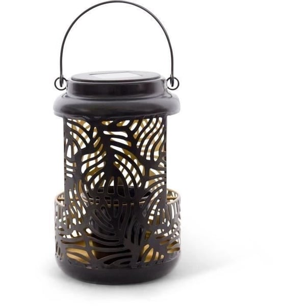 Solcellelanterne - GARDEN ID Blomsterlampe - 12 x 19 cm Potte 6,5 x 6 cm - 8 timers belysning - AAA batteri - Gennembrudt design.
