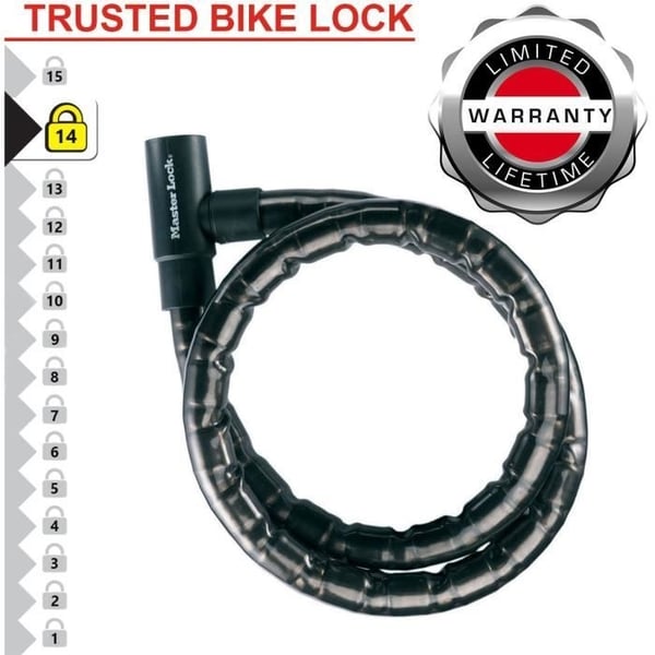 Master Lock 8115EURDPS stålnyckelkabellås - svart