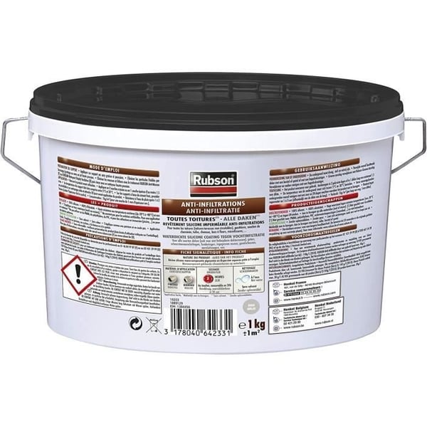 Anti-infiltration - RUBSON - Sort 1 kg - Vandtæt belægning - 100% silikone - UV-resistent